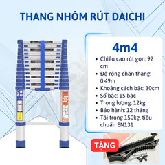 Thang rút đơn Daichi màu xanh 4.4m TDA-44X (TẶNG ỐP)