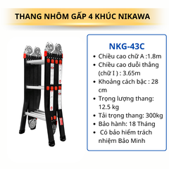 Thang nhôm gấp 4 đoạn Nikawa NKG-43C (1,8m)