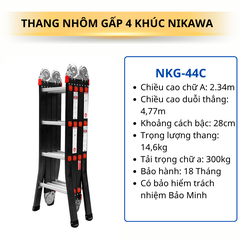 Thang nhôm gấp 4 đoạn Nikawa NKG-44C (2,3m)