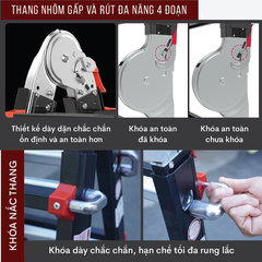 Thang nhôm gấp (rút lồng) đa năng Benboo BB-45G 5 bậc khóa gạt