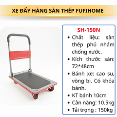 Xe đẩy hàng 4 bánh sàn thép Fujihome SH-150N