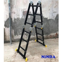 Thang nhôm NiNDA ND-404B gấp chữ M đen