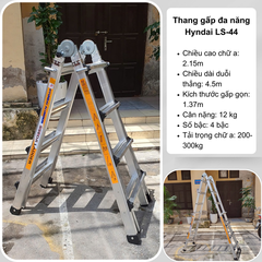 Thang nhôm gấp đa năng Hyundai LS-44 (2,15m)