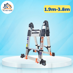 Thang rút chữ a Daichi màu đen có bánh xe 1.9+1.9m TDA-19+19BX