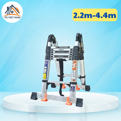 Thang rút chữ a Daichi màu đen có bánh xe 2.2+2.2m TDA-22+22BX