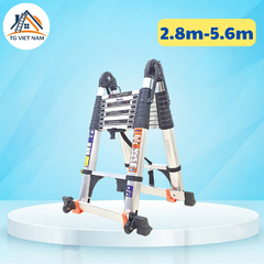 Thang rút chữ a Daichi màu đen có bánh xe 2.8+2.8m TDA-28+28BX