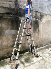 Thang nhôm rút chữ A NiNDA NDS-38AI (1.9m-3.8m)
