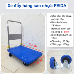 Xe đẩy hàng Feida FD150 sàn nhựa bánh chống ồn tải trọng 150kg