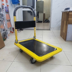 Xe đẩy hàng sàn thép 4 bánh vàng đen 150kg