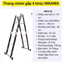 Thang nhôm gấp 4 đoạn Nikawa NKG-43 (1,75m)