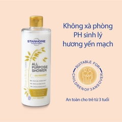 Sữa tắm, rửa mặt không xà phòng hương yến mạch cho da nhạy cảm Stanhome All Purpose Shower Avoine 400ml