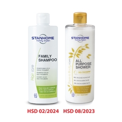 Bộ Dầu Gội, Sữa Tắm Không Xà Phòng Family Shampoo và All Purpose Shower Oat Stanhome- hạn 08/2023