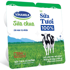Sữa chua ăn ít đường từ sữa tươi Organic - Vỉ 4 hộp x 100g
