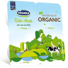 Sữa chua ăn ít đường từ sữa tươi Organic - Vỉ 4 hộp x 100g
