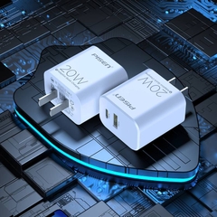 Cốc sạc nhanh 2 cổng Pisen RY01520W1C1AC hỗ trợ USB QC 3.0 và TypeC PD 20W