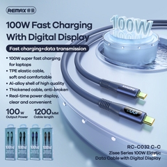 Cáp sạc type-C to type-C Remax RC-C032 hỗ trợ PD 100W có LCD báo dòng sạc