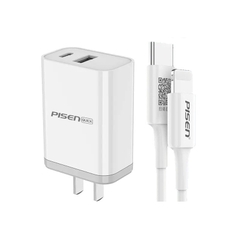 Bộ sạc Pisen Quick Dual Type-C & Lightning Cable 18W (TS-C120)