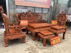 Bộ Bàn Ghế Nghê Đỉnh Gỗ Hương Đá Tay 12