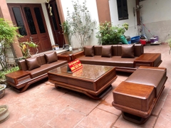 Sofa 2 Văng Góc L Chân Thuyền Gỗ Hương Đá Hàng Đặt A Quy Daklak