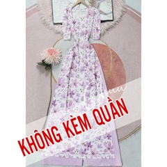 Áo Dài Hoa Cổ Vuông Màu Nước AD9223