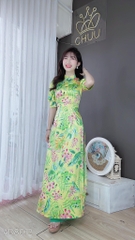 Áo Dài Satin Bóng Tay Bồng AD8012 (áo lẻ)
