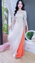 Áo Dài MG Cổ Sen Ren AD8045 (áo lẻ)