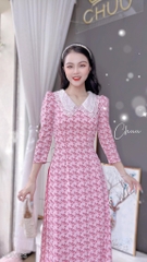 Áo Dài Cổ Thêu 5 cánh AD8068 (áo lẻ)