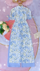 Áo Dài Hoa Mango Tay Nơ AD8011 (áo lẻ)