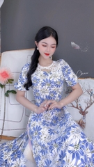 Áo Dài Ren Đối Xứng AD8076 (áo lẻ)