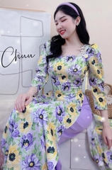 Áo Dài Hoa Vân Gấm Cổ Én AD8088 (áo lẻ)