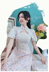 Áo Dài Cổ Tàu Nút Kem AD8095 (áo lẻ)