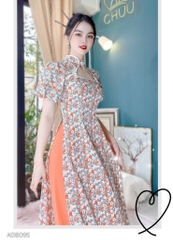 Áo Dài Cổ Tàu Nút Kem AD8095 (áo lẻ)