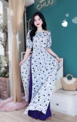 Áo Dài Hoa Ren Cầu Vồng AD9118 (áo lẻ)