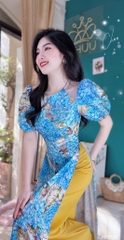 Áo Dài Vai Phối Lưới Tam Giác AD8084 (áo lẻ)