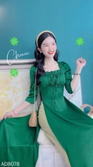Áo Dài Cổ Vuông Bèo Nhún  AD8078 (áo lẻ)
