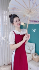 Áo Dài Pha tơ cổ V AD8085 (áo lẻ)