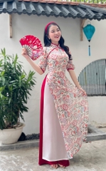 Áo Dài 4 Tà Ngọc Trai Màu AD9176