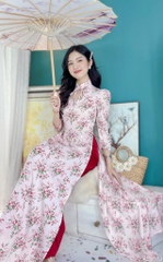Áo Dài Cổ Tàu Cột Nơ HT AD9173 (áo lẻ)
