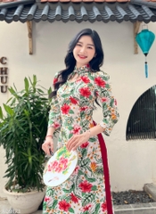 Áo Dài Cổ Tàu Cột Nơ HT AD9173 (áo lẻ)