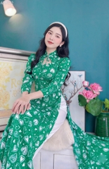 Áo Dài Cổ Tàu Cột Nơ HT AD9173 (áo lẻ)