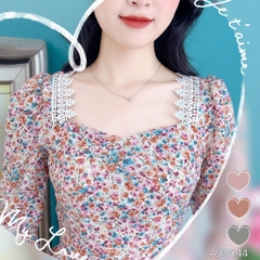 Áo Dài Cổ Pha Ren Vai AD8044 (áo lẻ)