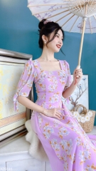 Áo Dài 4T Cổ Vuông Bèo Ngang AD9185 (áo lẻ)