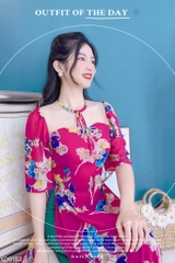 Áo Dài 4T Cổ Lưới Nơ AD9183 (áo lẻ)