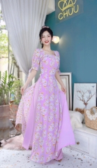 Áo Dài 4T Cổ Vuông Bèo Ngang AD9185 (áo lẻ)