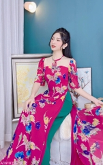 Áo Dài 4T Cổ Lưới Nơ AD9183 (áo lẻ)