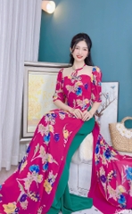 Áo Dài 4T Cổ Lưới Nơ AD9183 (áo lẻ)