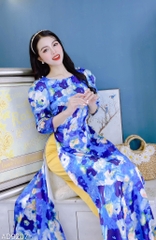 Áo Dài Cổ Thuyền Phi Mờ AD9207
