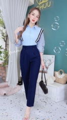 Áo Sơ Mi Phối Tay Sọc A9412