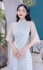 Áo Dài Mango Cổ 3P Tay Tơ AD9243