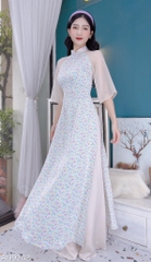 Áo Dài Mango Cổ 3P Tay Tơ AD9243